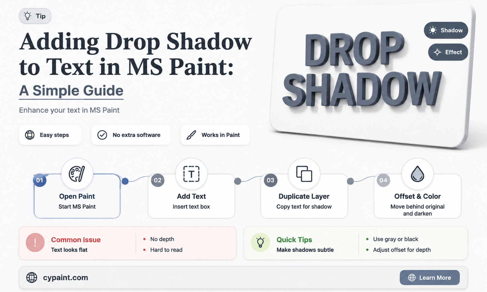 can you add a dropshadow to text in ms paint