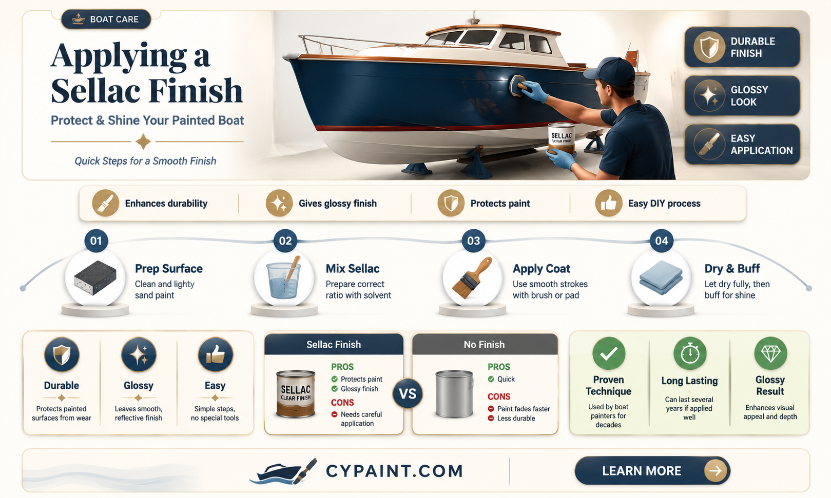 can i put a sellac finish on painted boat