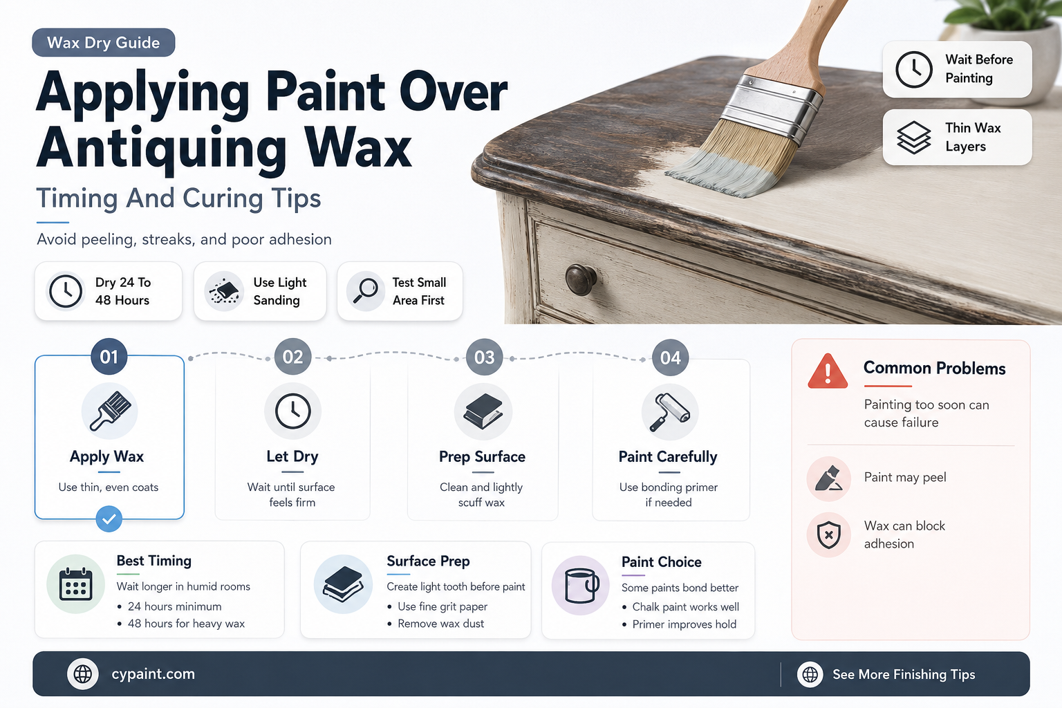 can you apply paint over antiquing wax before it cures
