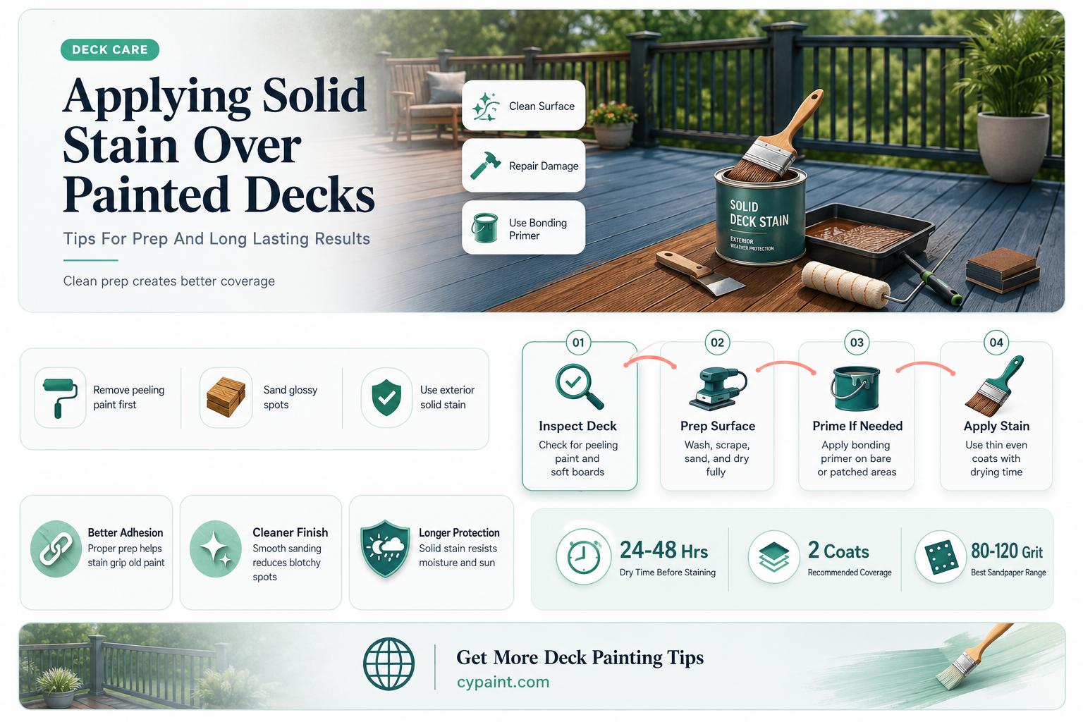 can you apply a solid stain over a painted deck