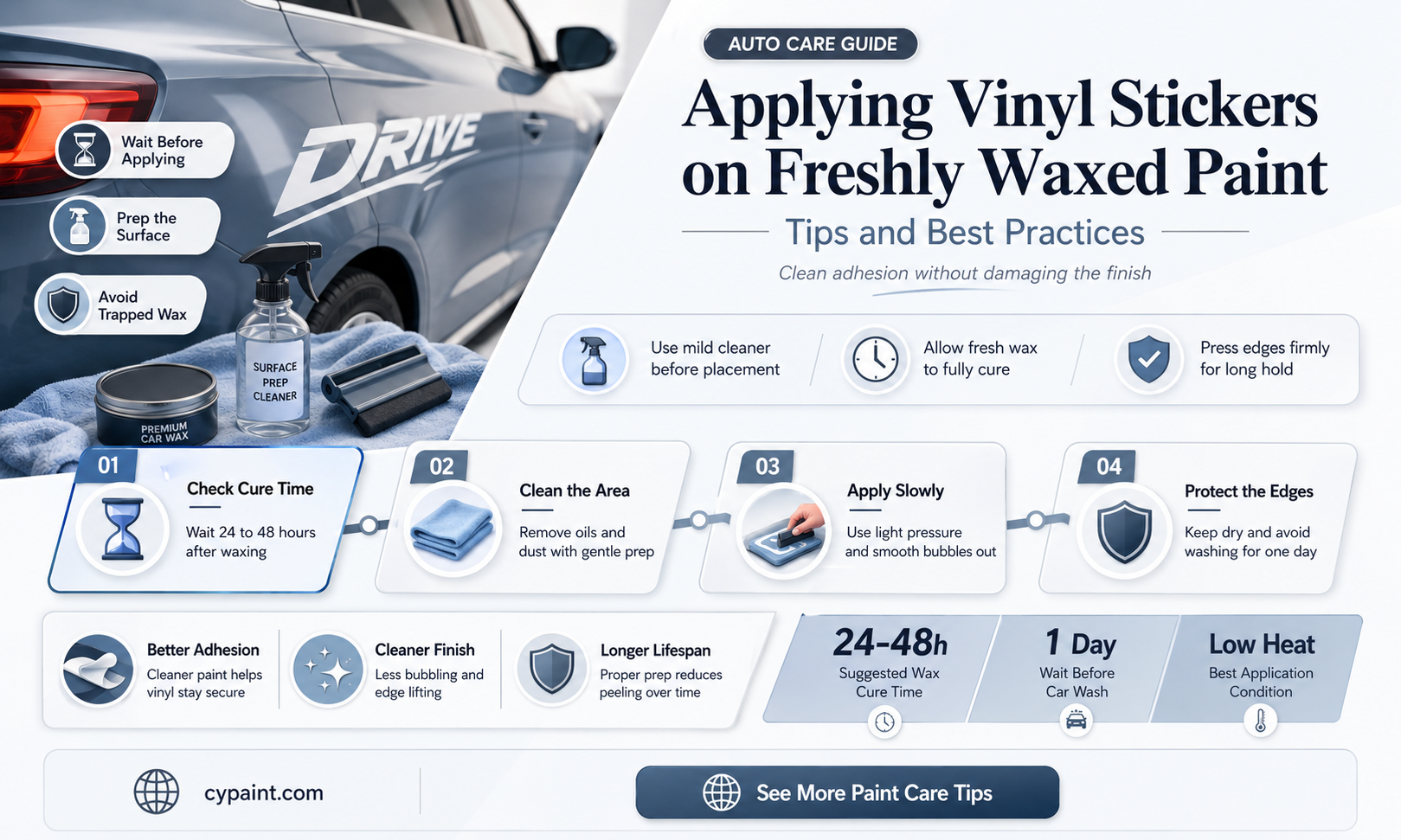 can you apply a vinyl sticker on fresh waxed paint