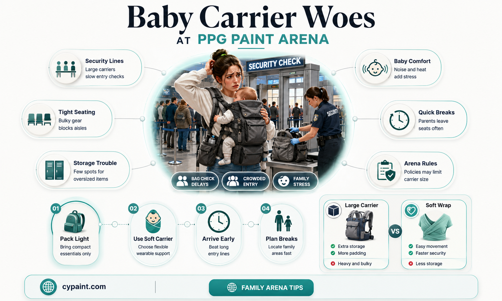 can you bring a baby carrier ppg paint arena