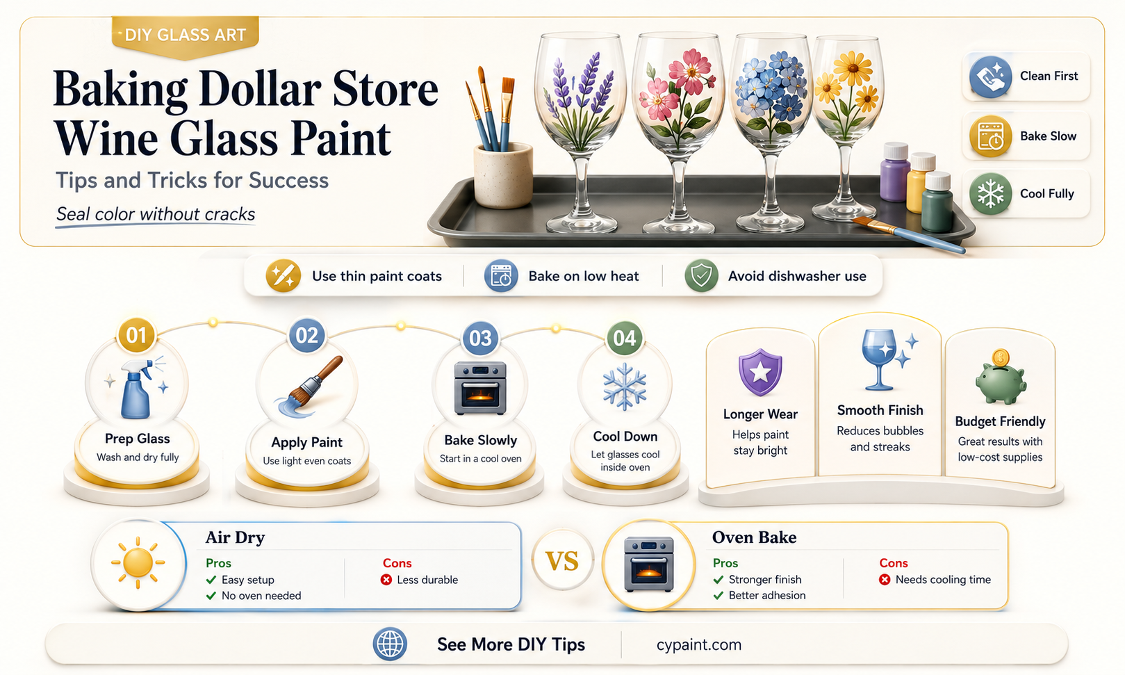 can you bake wine glass paint from the dollar store