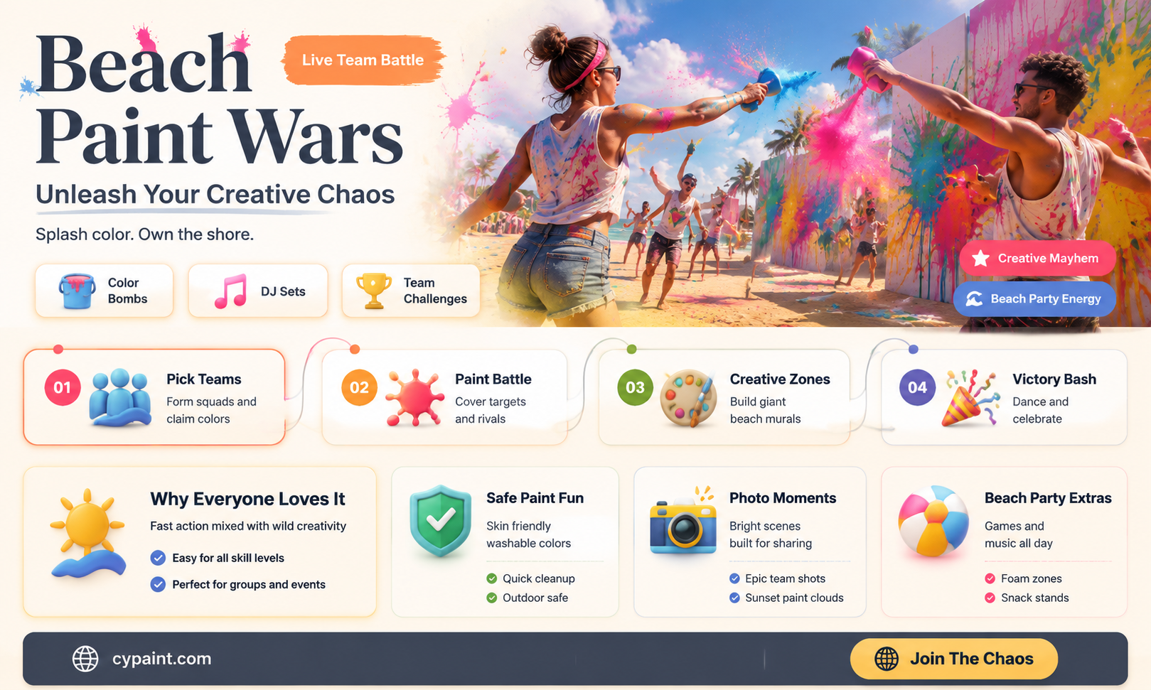can you do a paint war on the beach