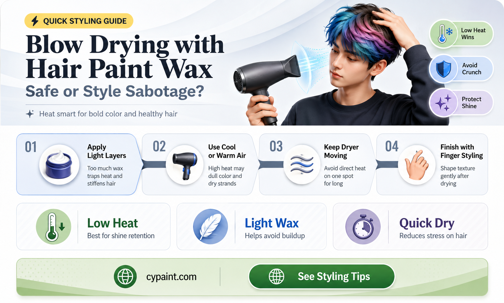 can you blow dry your hair with hair paint wax