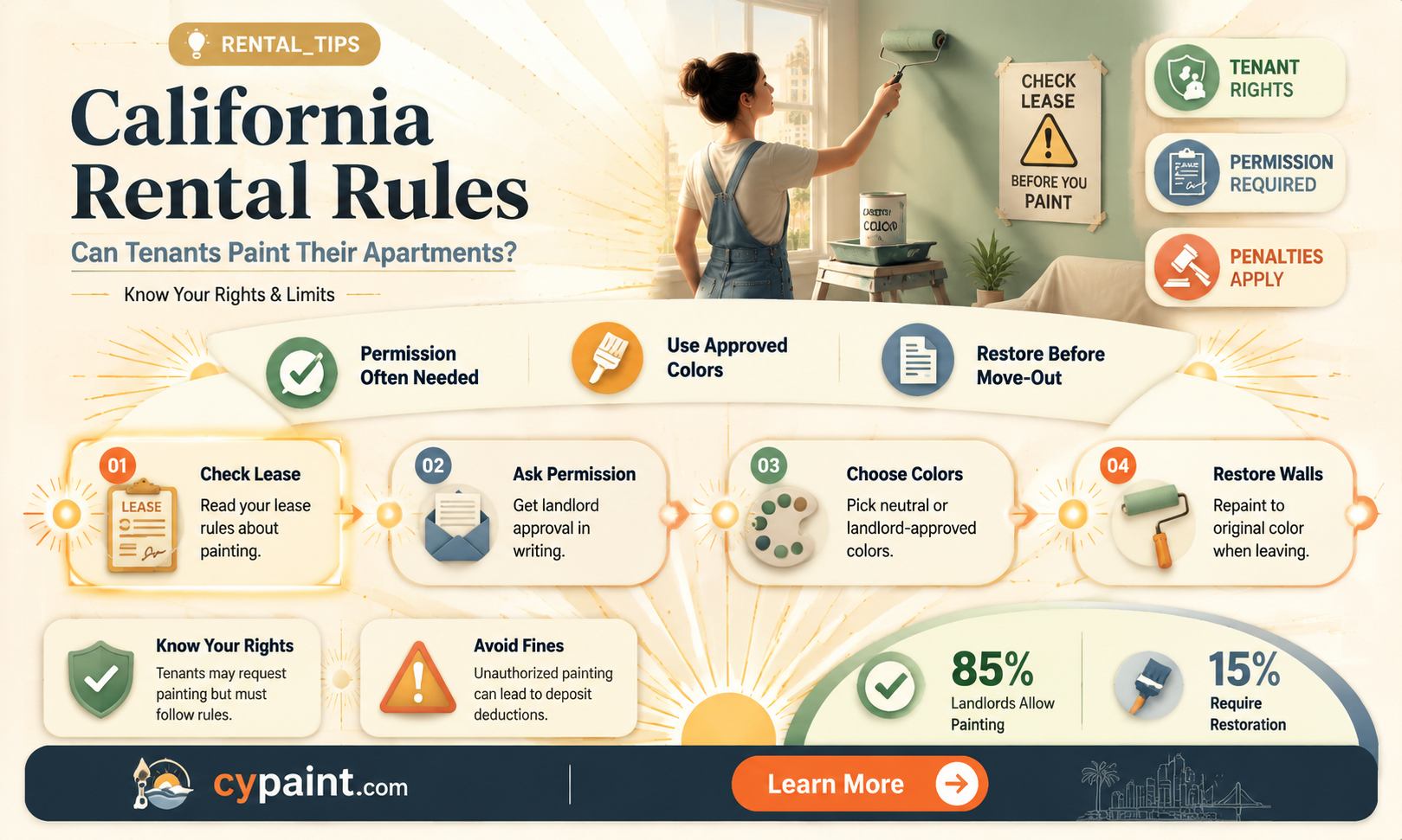 can people renting apartments in california paint them