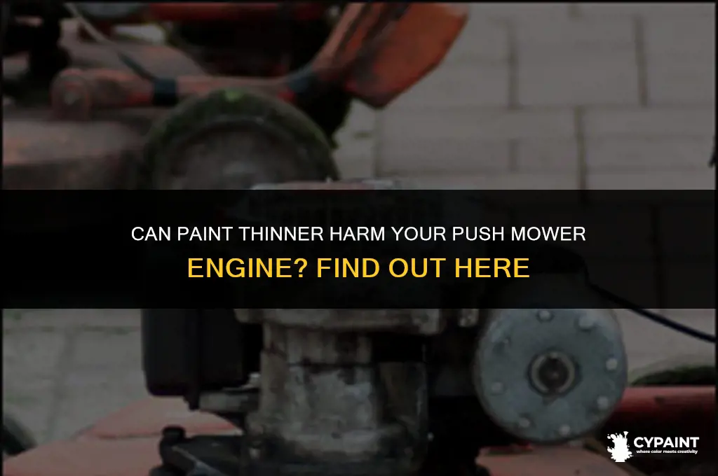 can a paint thinner damage pushung mower engine