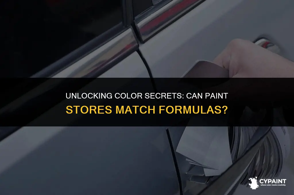 can any paint stores match based on formula