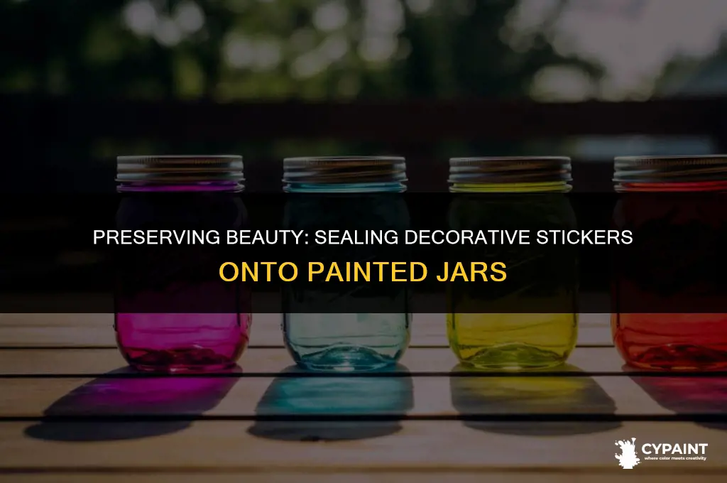 can decorative stickers be sealed onto painted jars