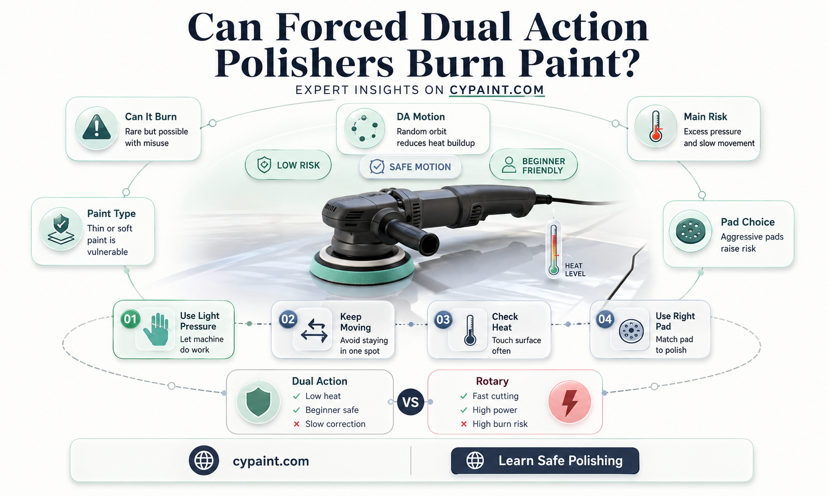 can you burn paint with a forced dual action polisher