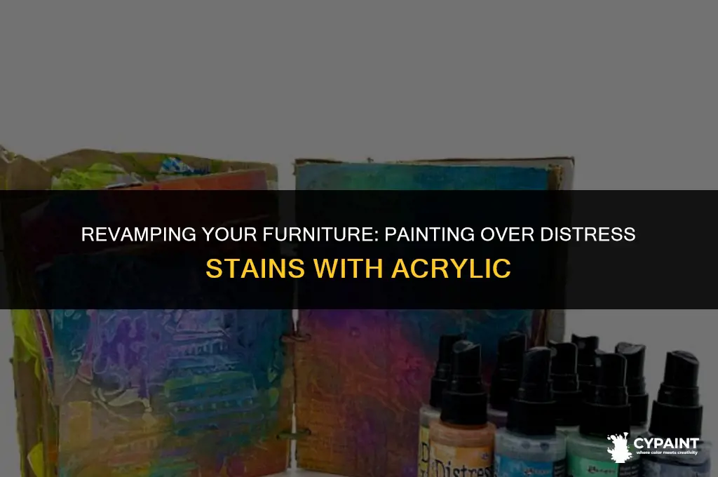 can i paint over distress stains with acylic