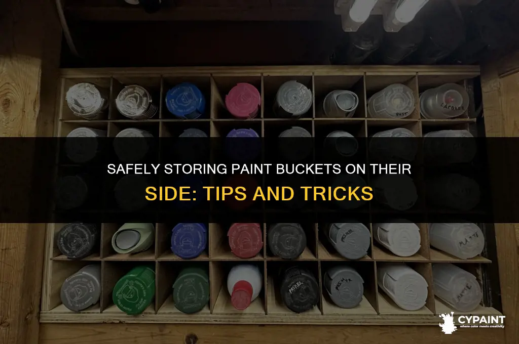can i store paint buckets on their side
