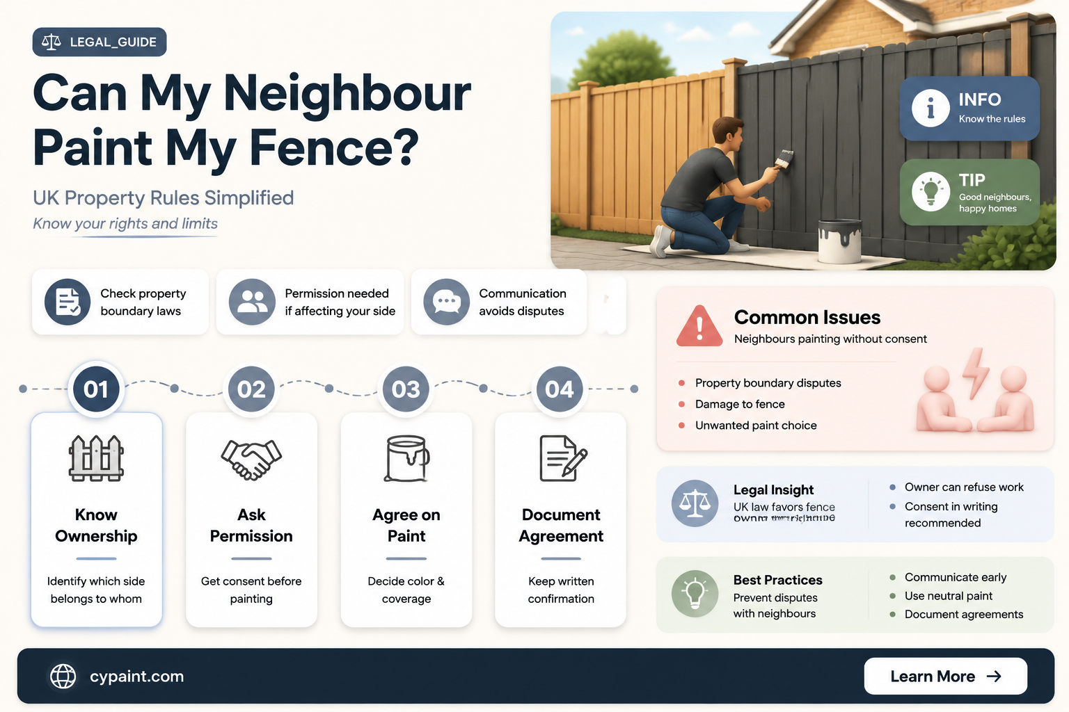 can my neighbour paint my fence on his side uk
