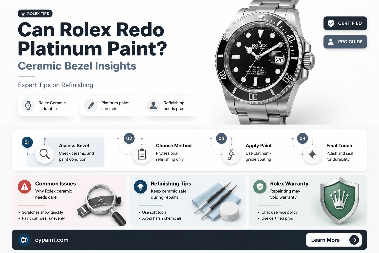can rolex re-do the plantinum paint on their cermaic bezels