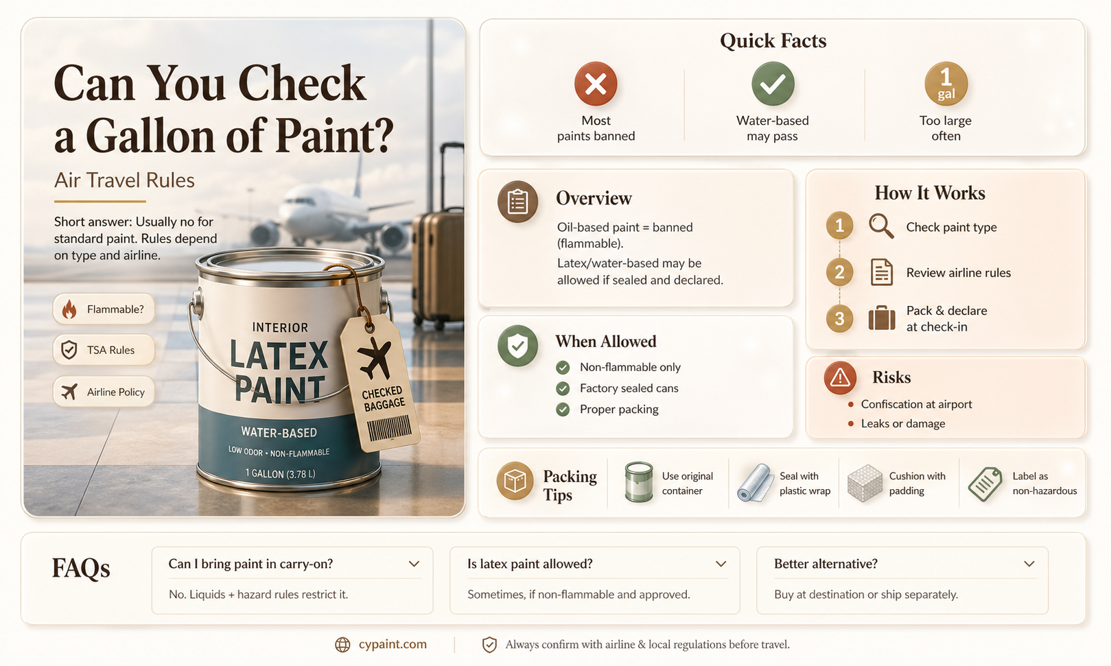 can i check a gallon of paint in checked luggage