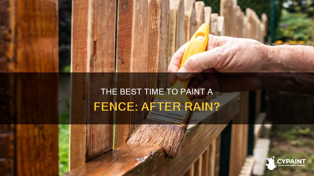 can you paint a fence after it has rained