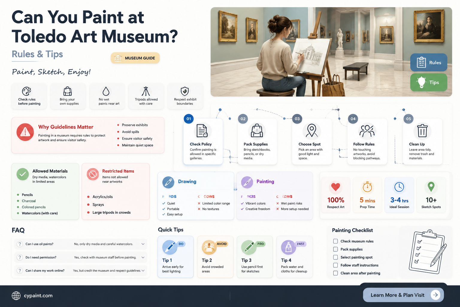 can i sit and paint in the toledo art museum