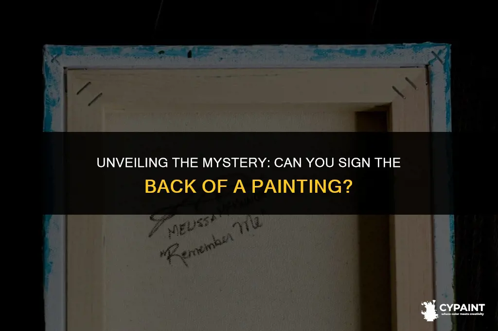 can you sign the back of a painting
