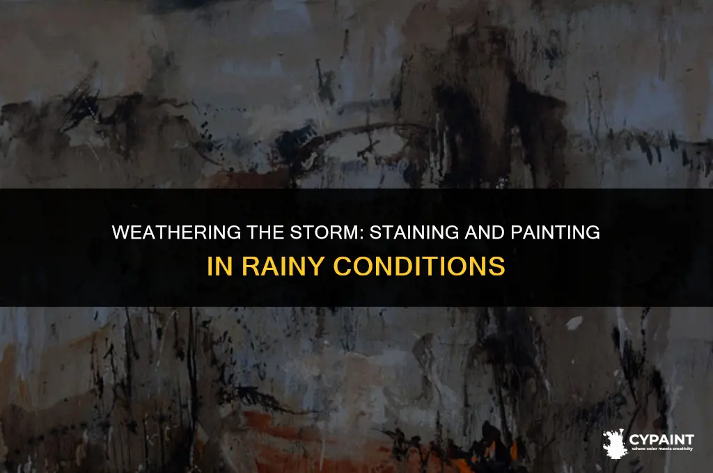 can you stain and paint while its raining
