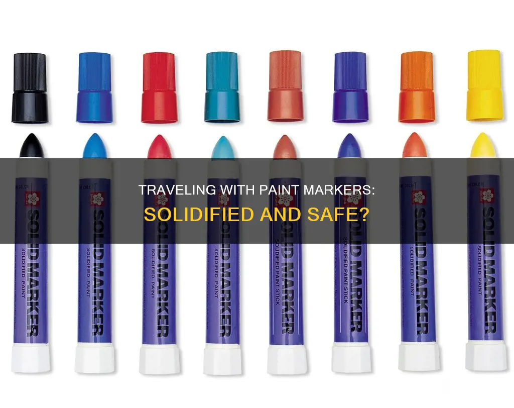 can you take solidified paint markers on a plane