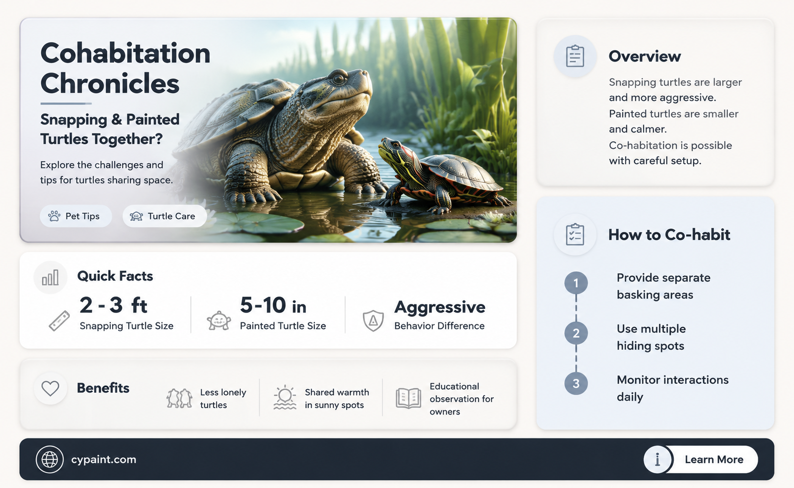 can snapping turtles and painted turtles live together