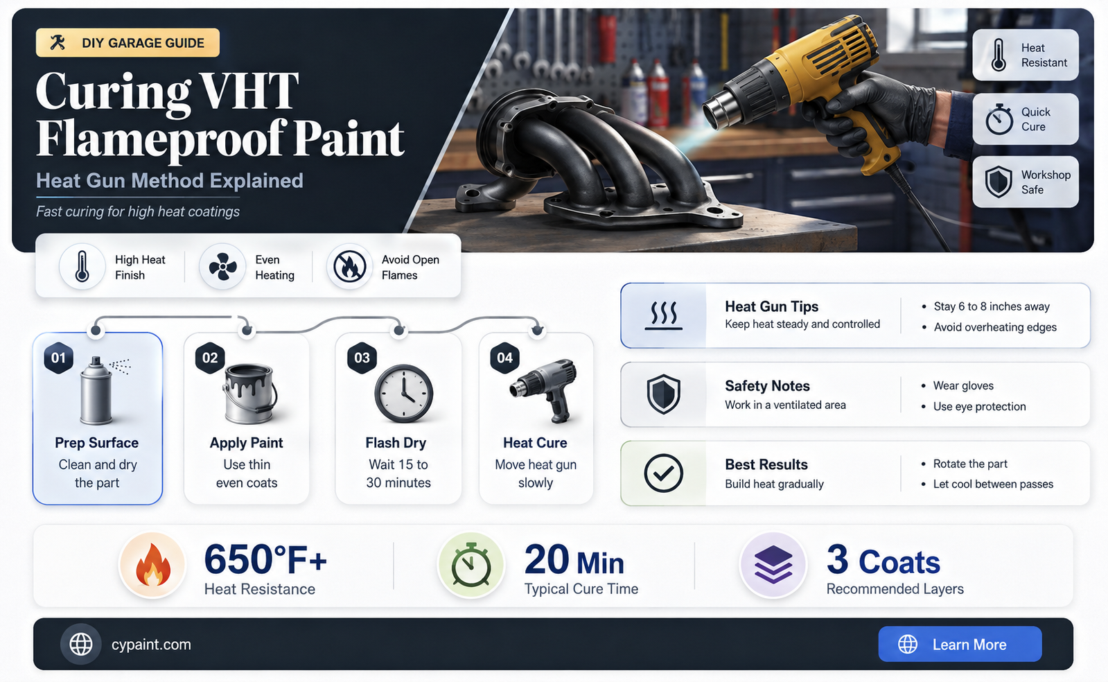 can you cure vht flameproof paint with a heat gun