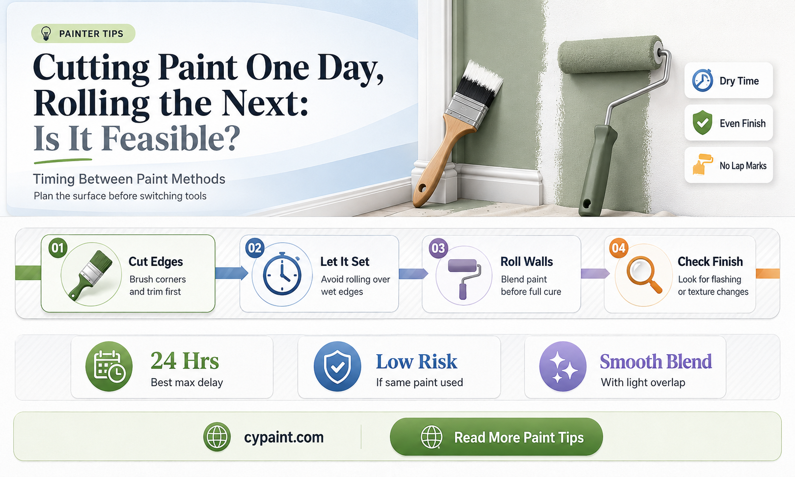 can you cut paint one day and roll the next