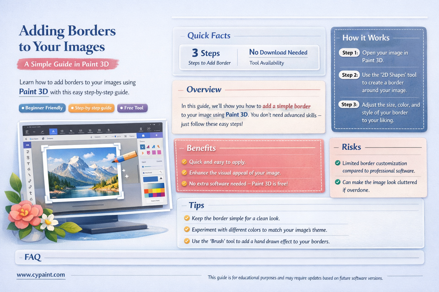 can borders be added to a pic in paint 3d