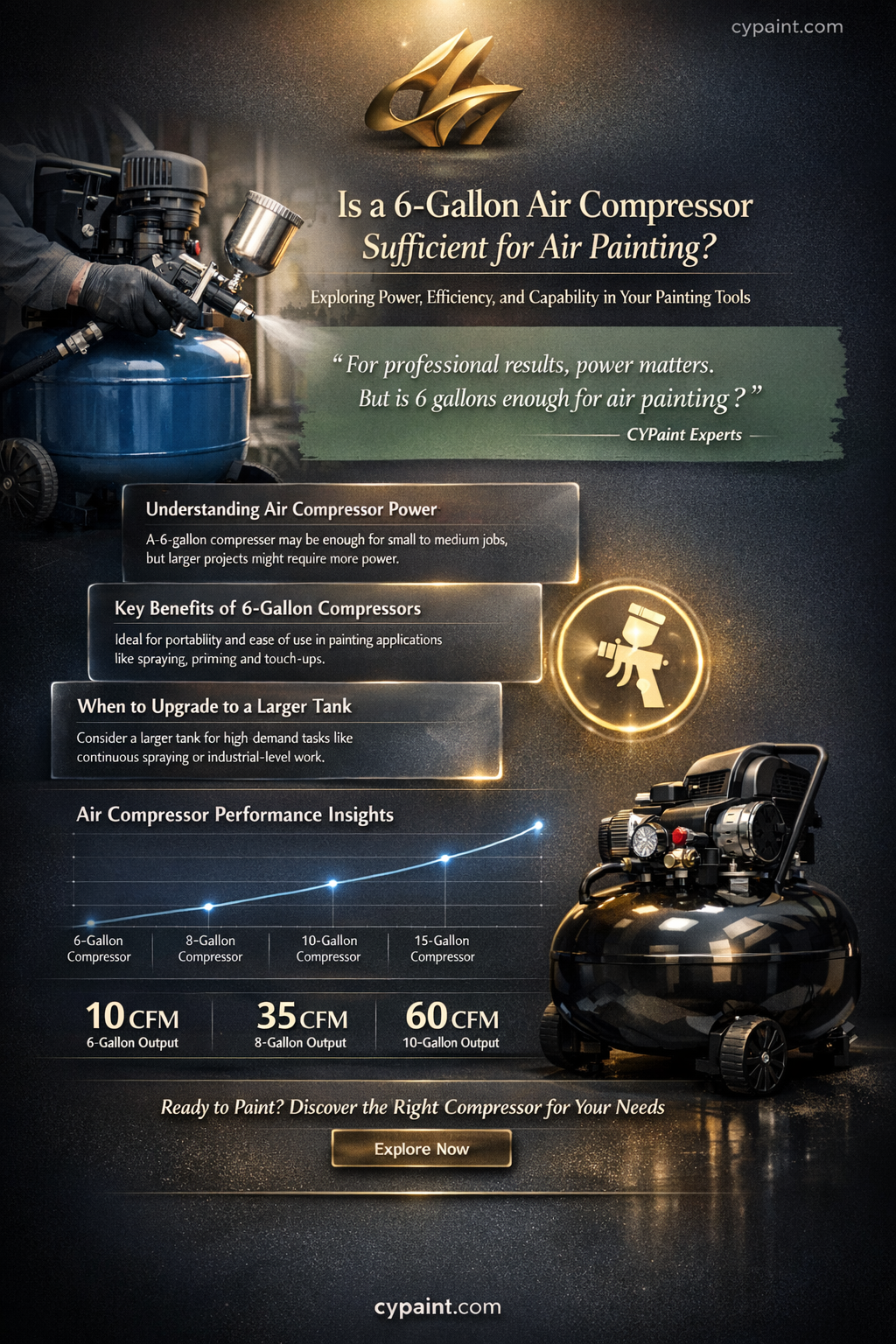 can a 6 gallon air compressor run air painter