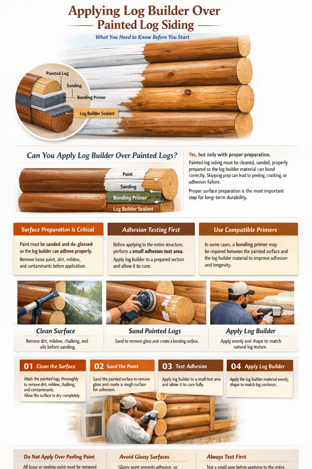 can i apply log builder over paint on log siding