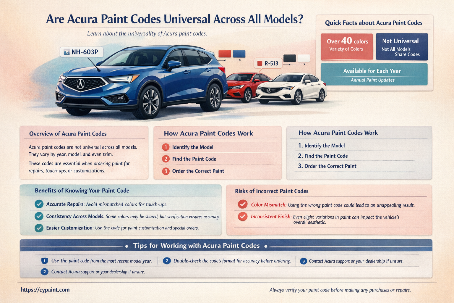 are acura paint codes same across models