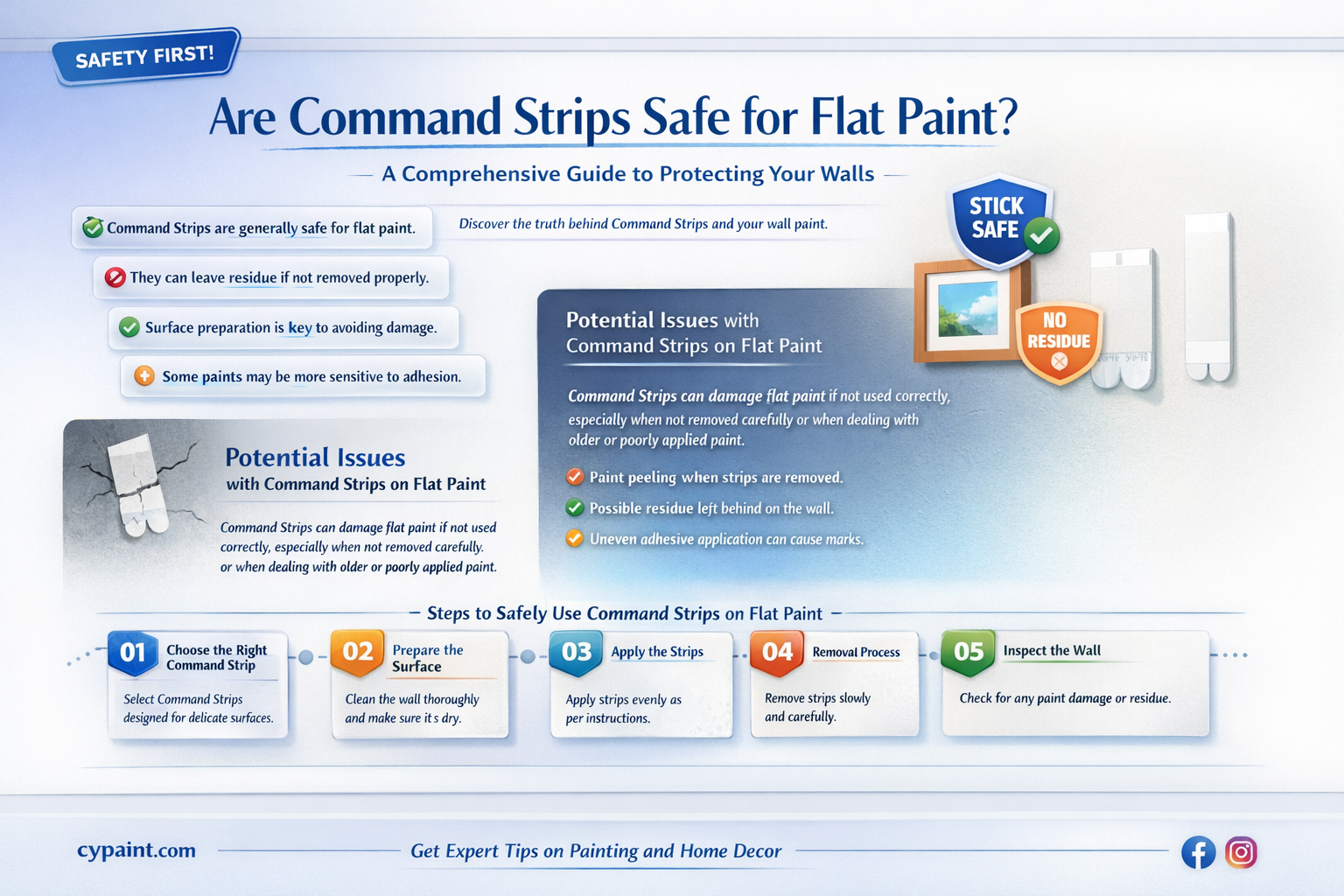 are command strips safe for flat paint