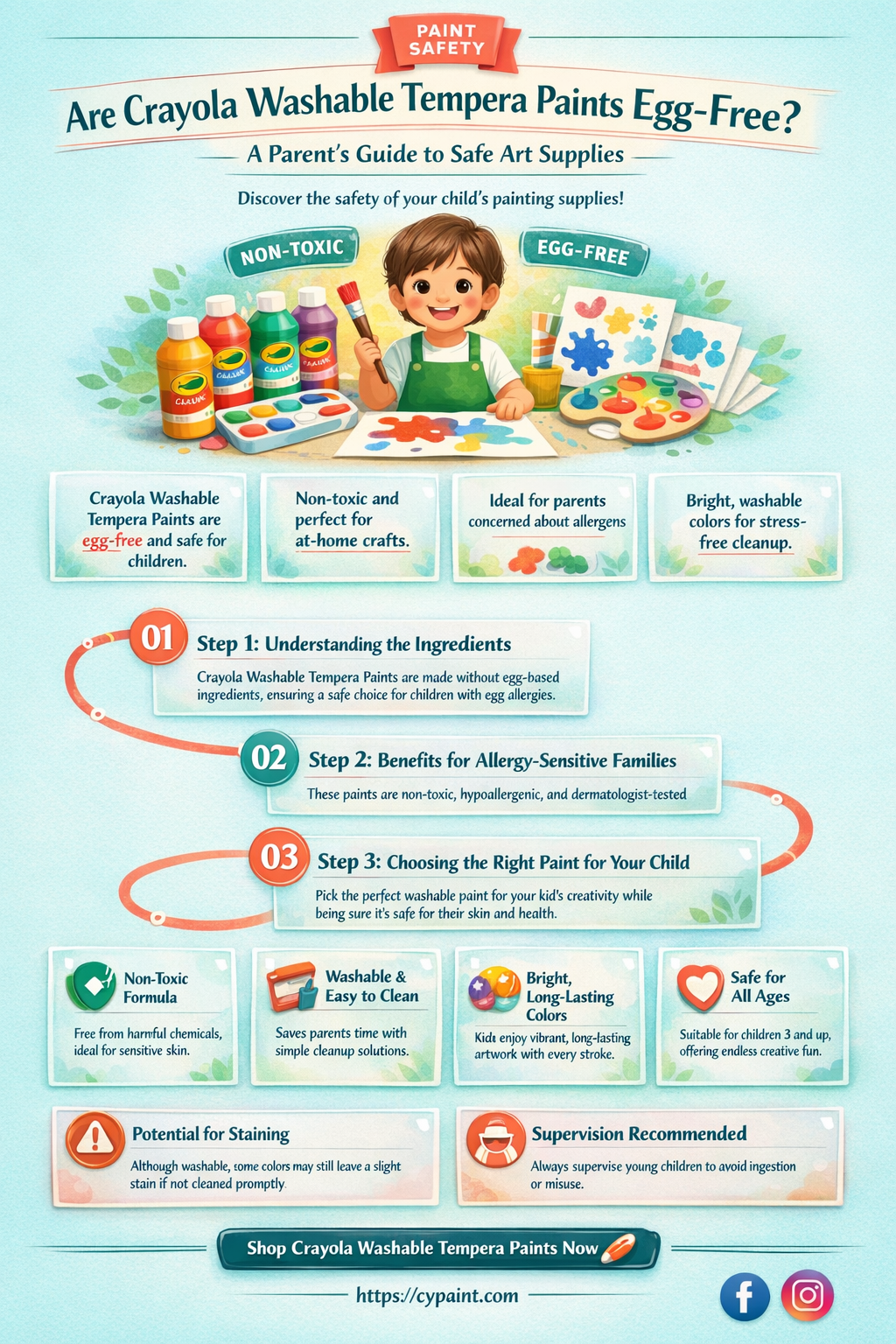 are crayola washable tempera paints egg free