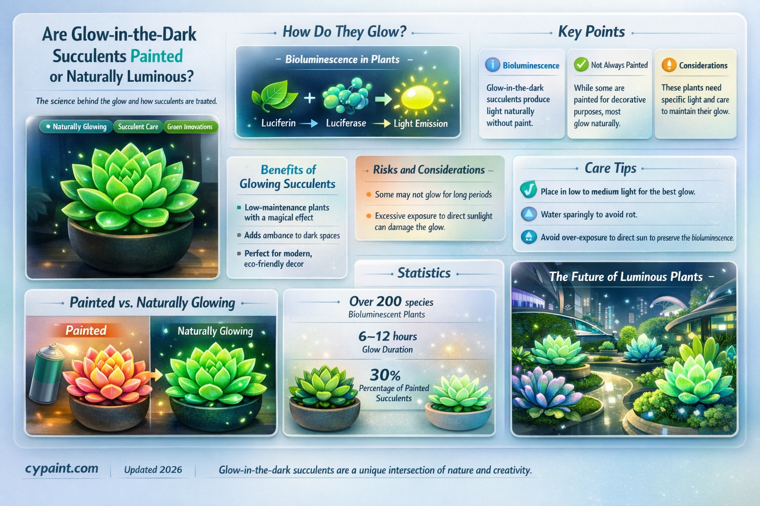 are glow in the dark succulents painted