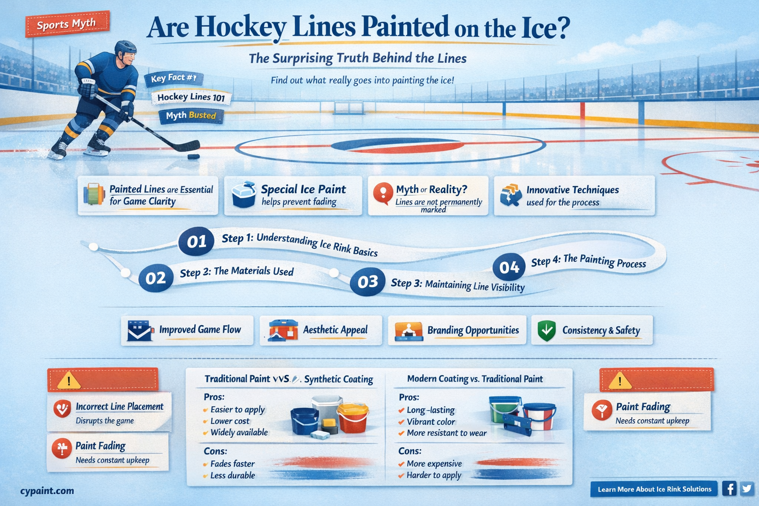 are hockey lines painted on the ice