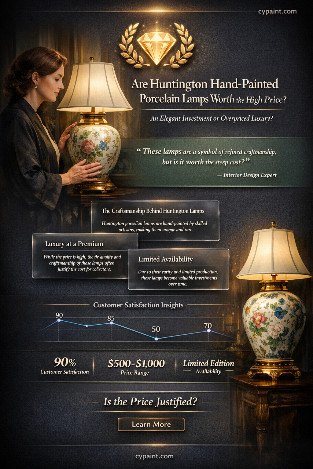 are huntington hand painted porcelain lamps expendive