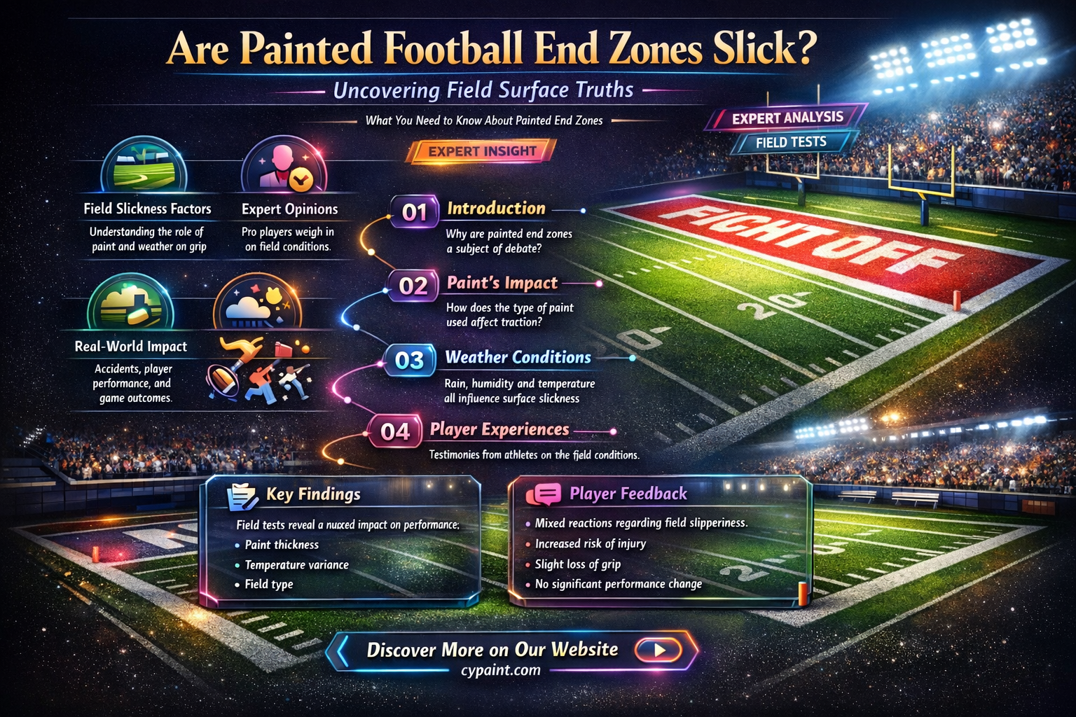 are football end zones slick when painted