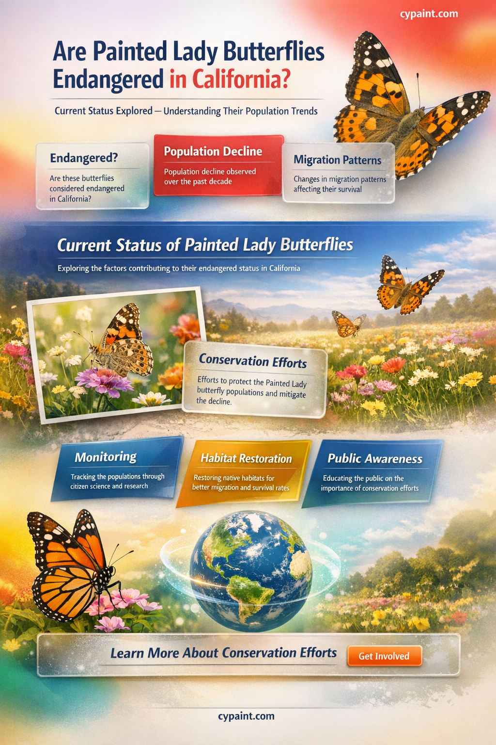 are painted lady butterflies endangered in california