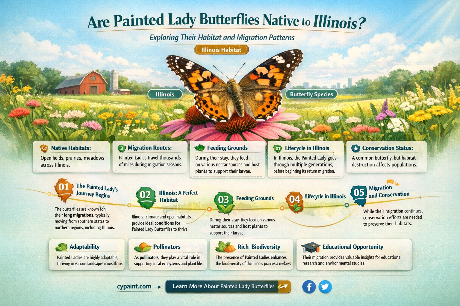 are painted lady butterflies native to illinois