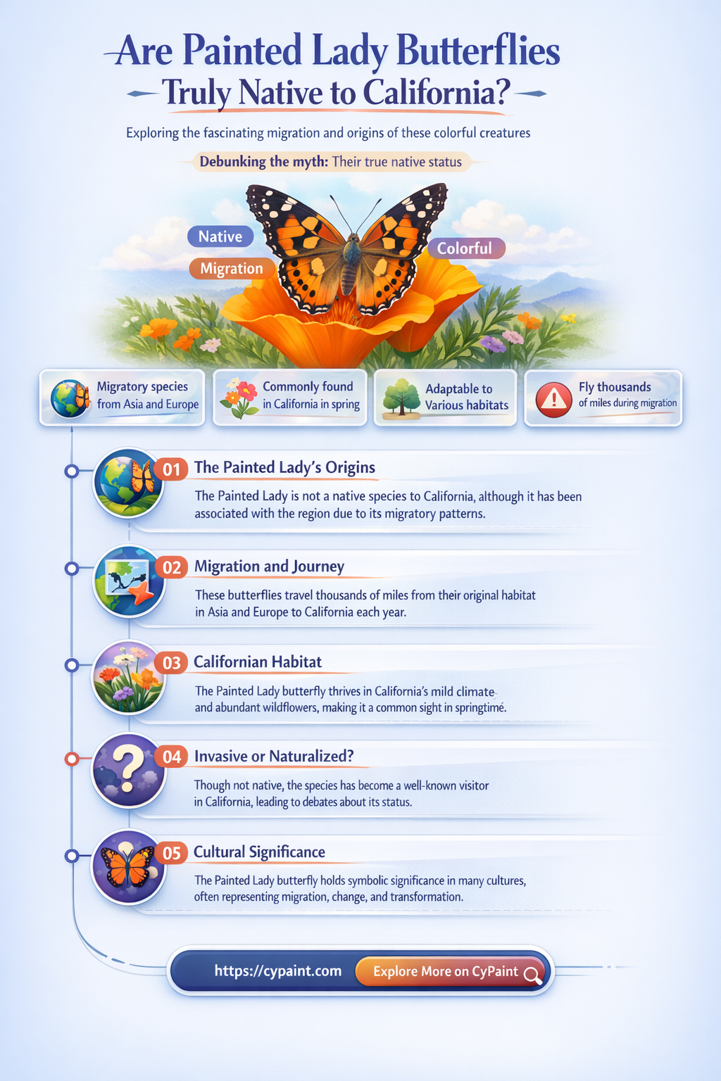 are painted lady butterflies native to california