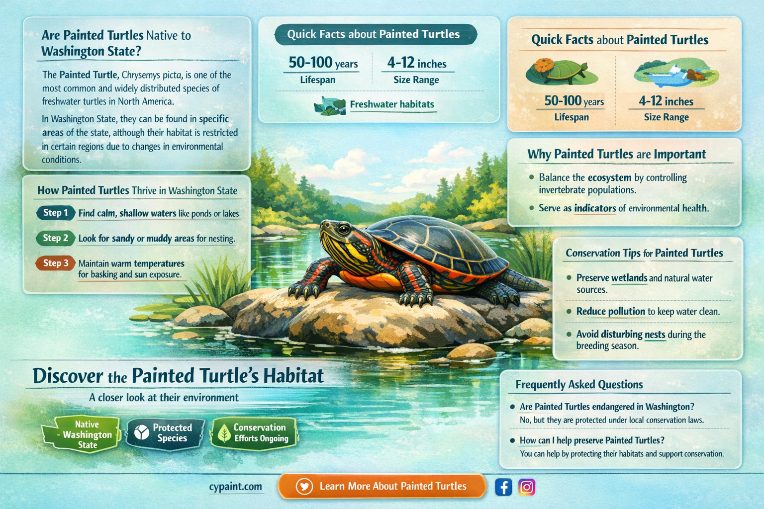 are painted turtles native to washington state