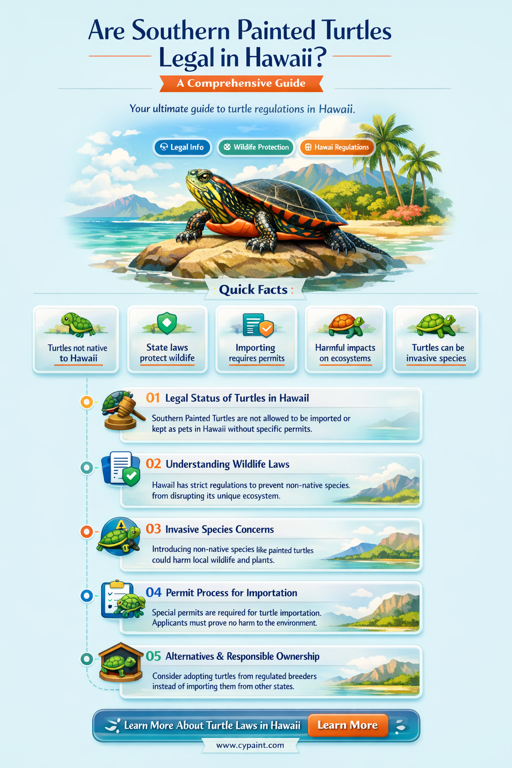 are southern painted turtle legal in hawaii