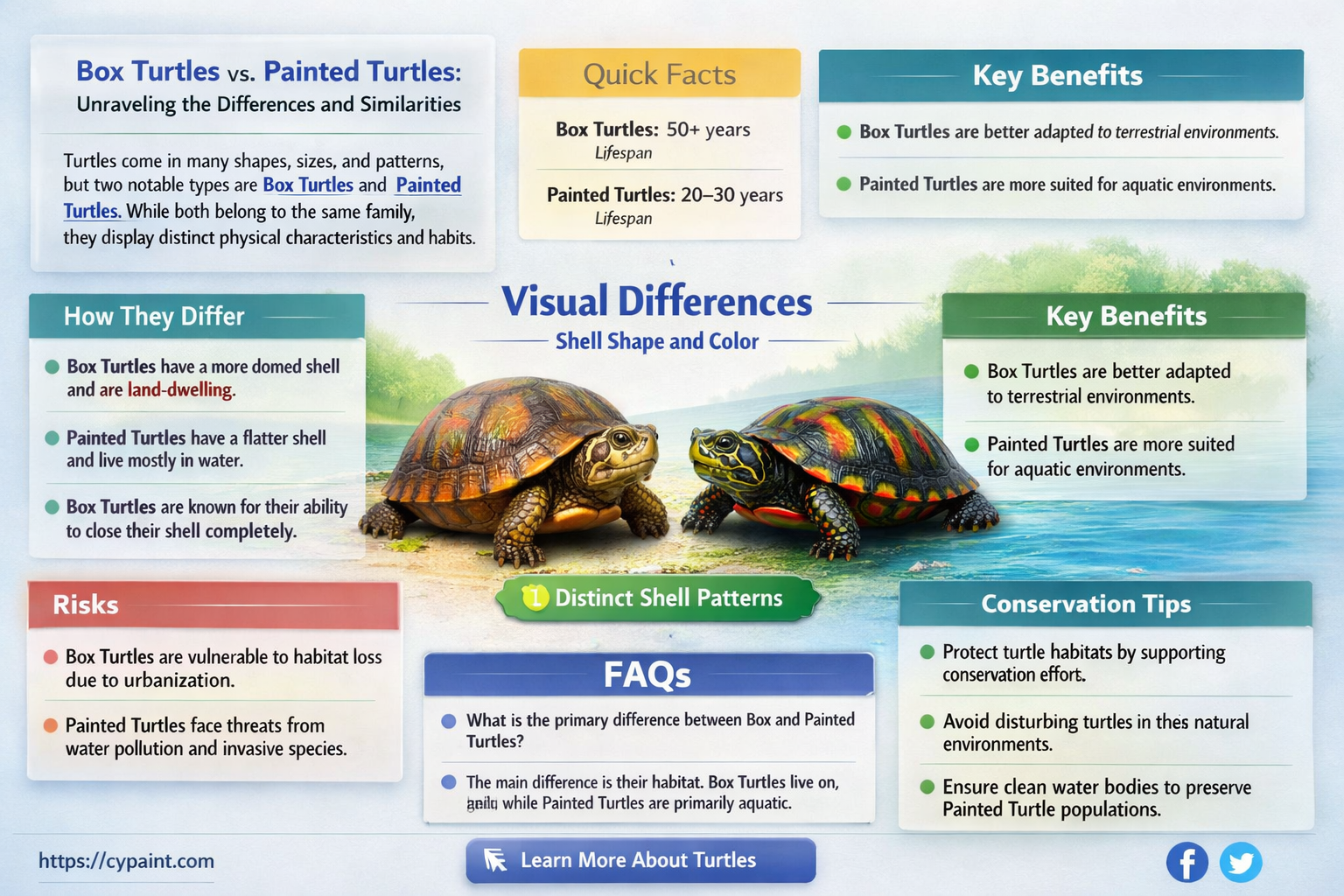are box and painted turtles the same