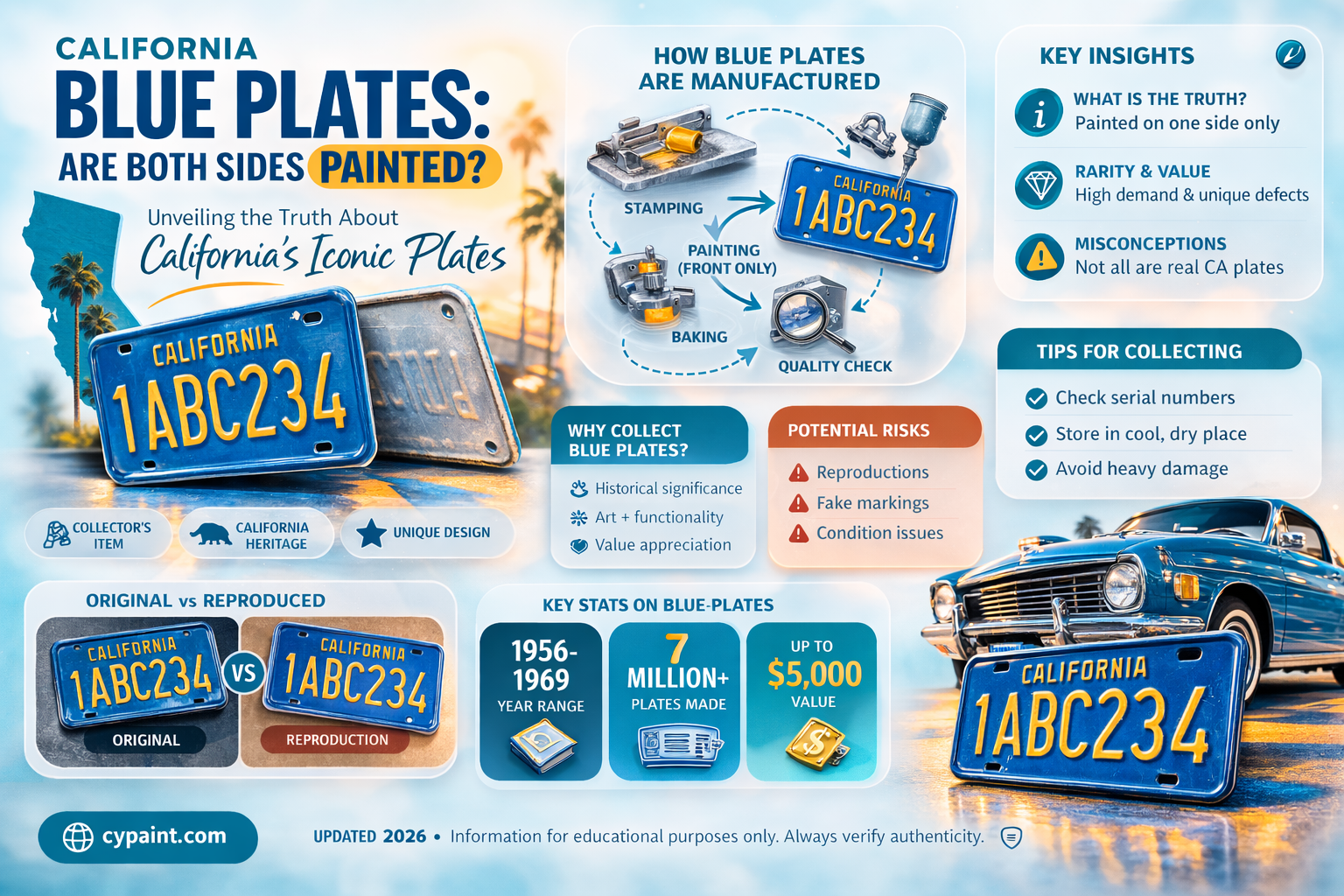 are california blue plates painted on both sides