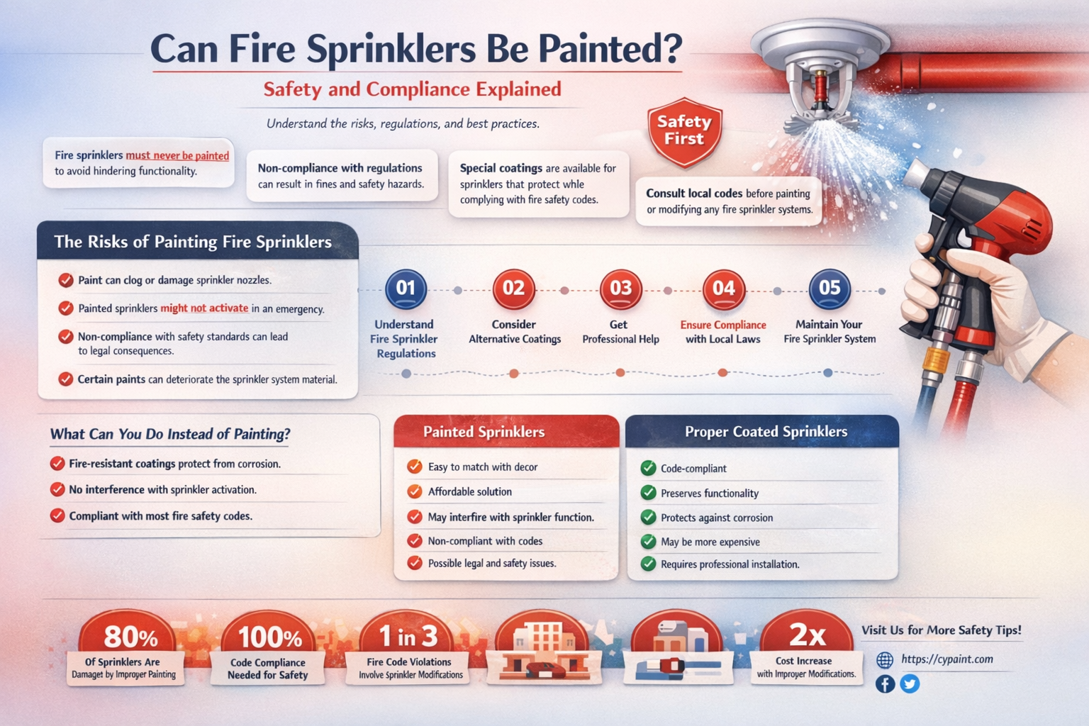 are the fire sprinklers allowed to have paint on the