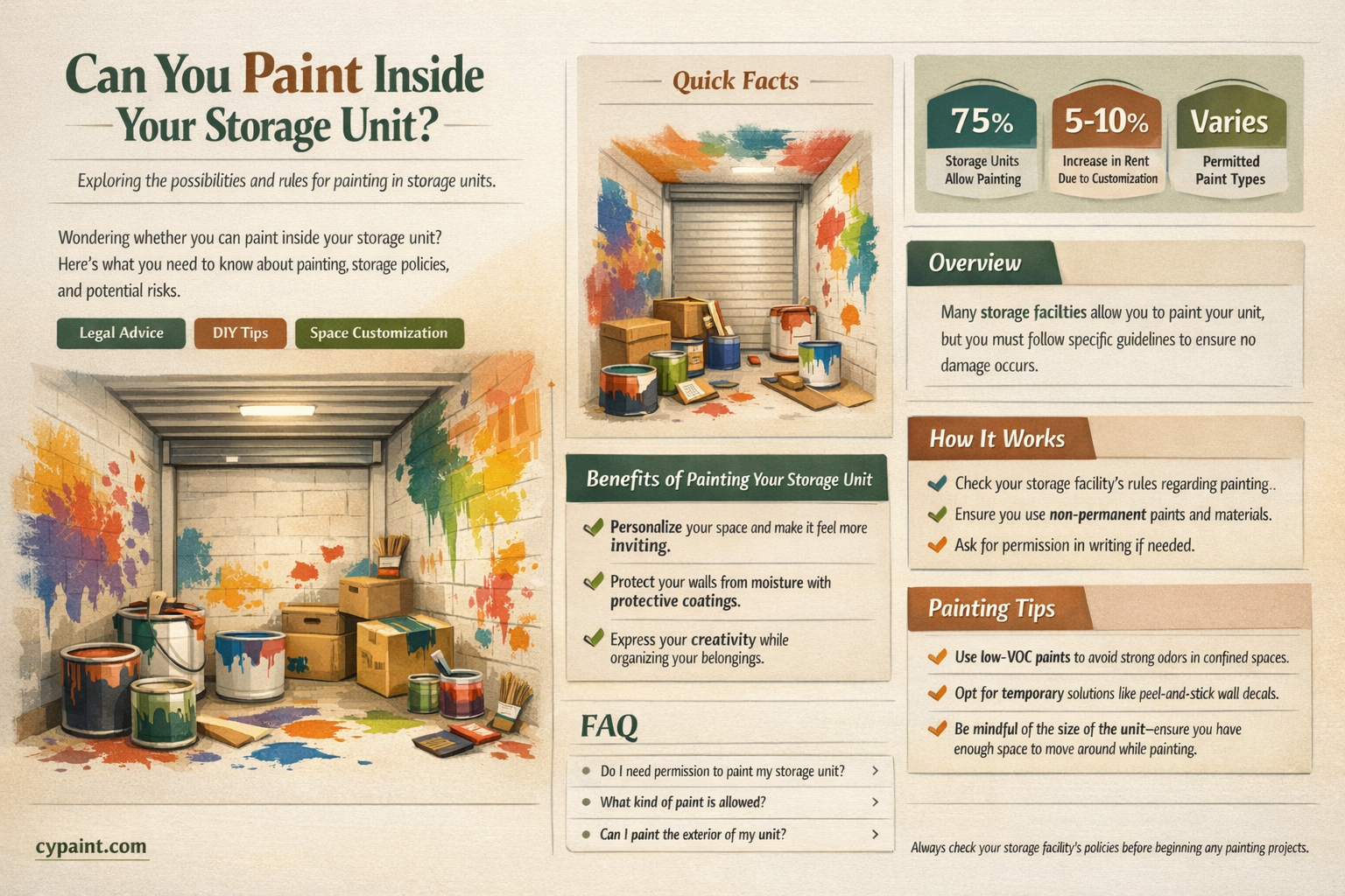 are you allowed to paint in a storage unit