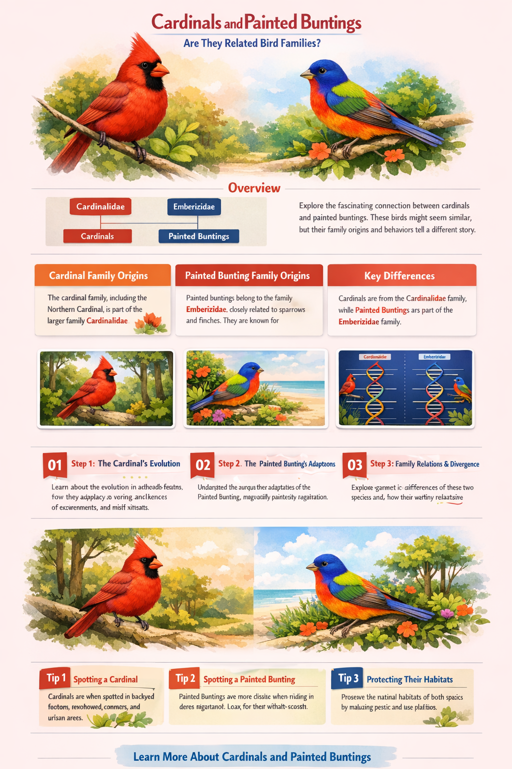 are cardinals and painted buntings in the same bird family