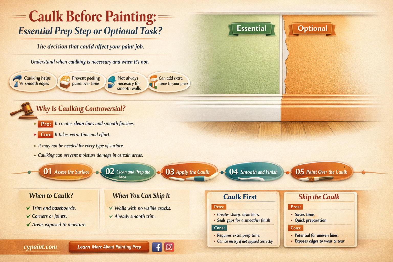 are you supposed to caulk before painting