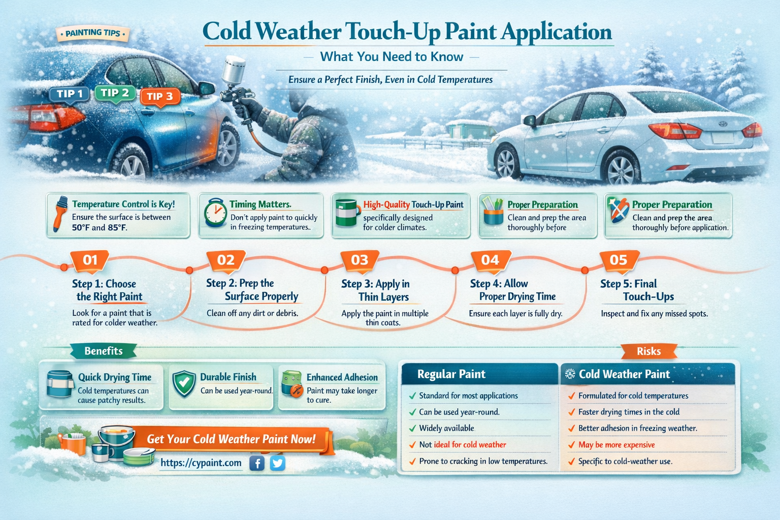 can i apply touch up paint in cold weather