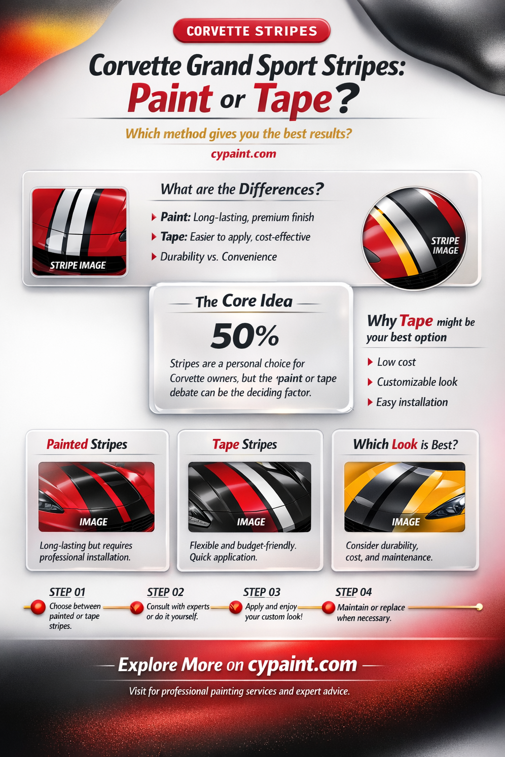 are corvette grand sport heritage stripes paint or tape